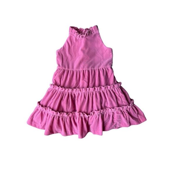 Janie & Jack Baby Girl Pink Velvet Ruffled Holiday Dress - Picture 1 of 9